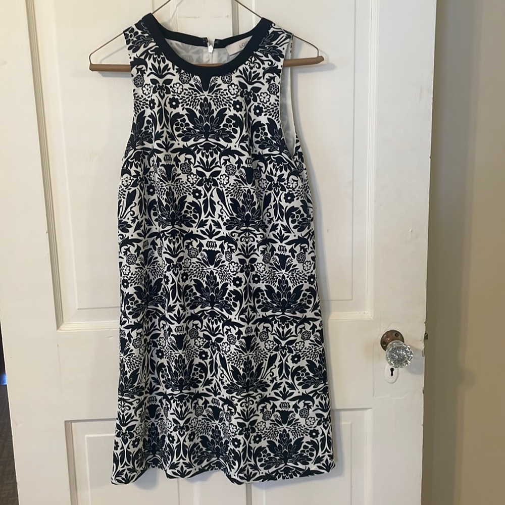 Loft Navy and White Paisley Dress
